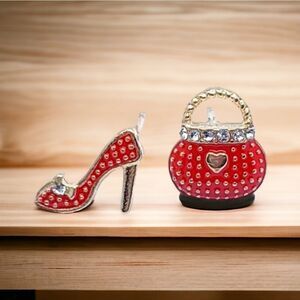 👠 Red Fashion Diva Mismatched Earrings 👜 High Heels & Purse Bag Stud Jewelry